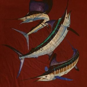 Guy Harvey burgundy bill fish pocket T-shirt Sz M